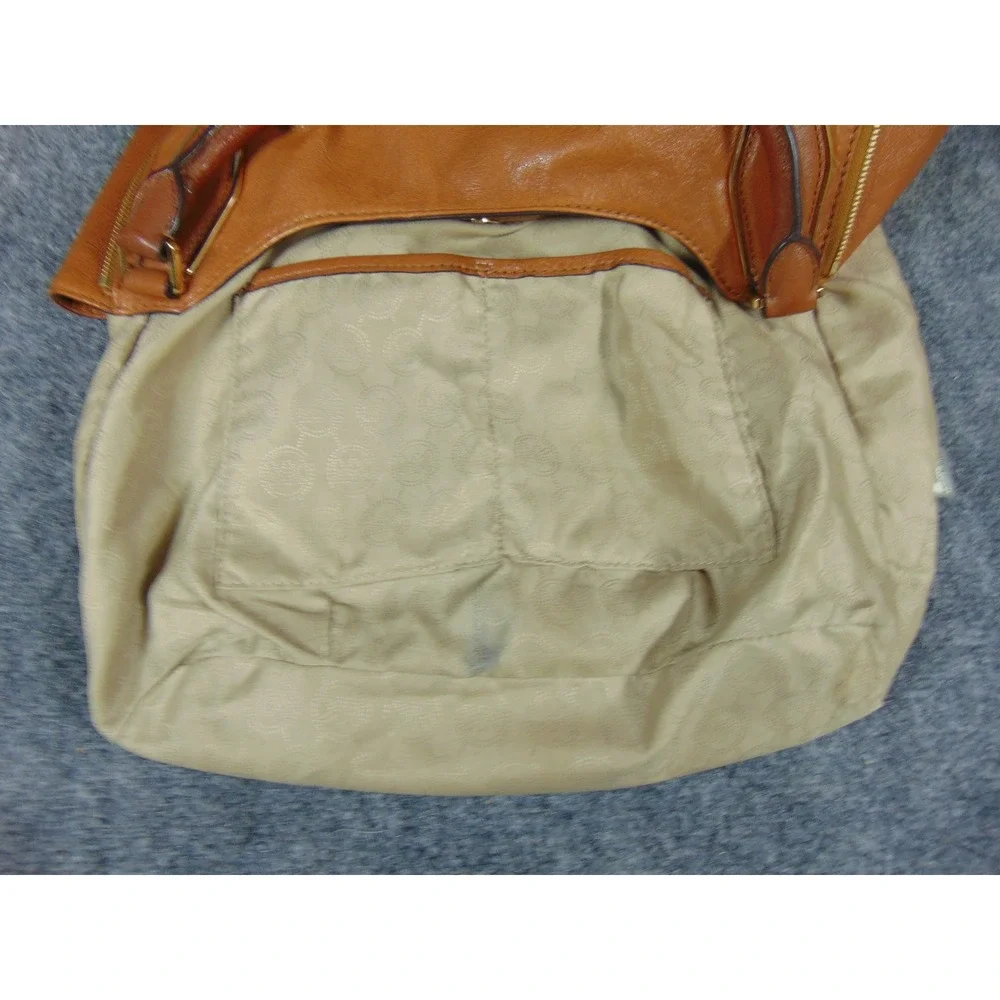 Michael Kors Vivian East West Shoulder Bag‎ Brown Leather Zip Pocket Tote